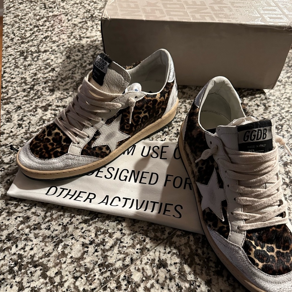 Golden Goose Ballstar Leopard Low-Top Sneakers